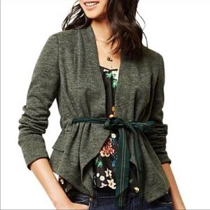 Anthropologie Cartonnier Green Tie Front Blazer Size XL